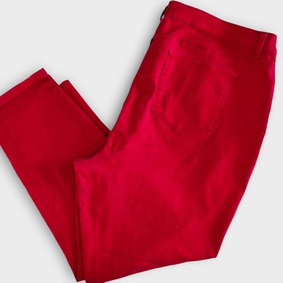 W62 Womens Jeans Sz 22 Red Stretch Denim Slims Ankle Comfort Curvy - Picture 2 of 9